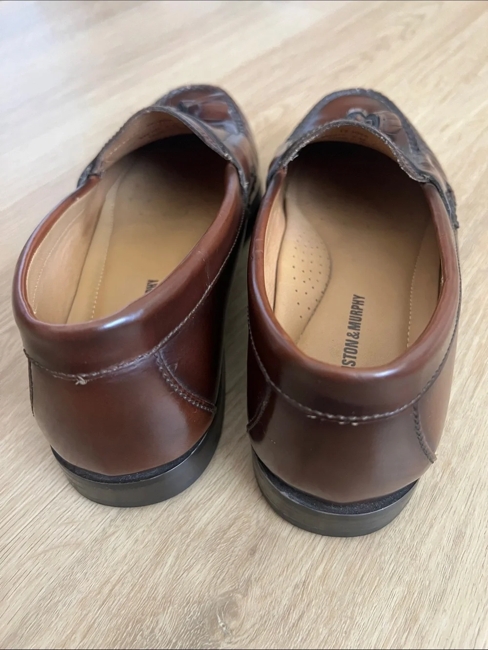 Johnston & Murphy Men's Hayes Sheepskin Tassel Loafers Burgundy Made In Brazil